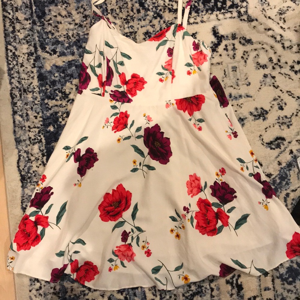 Floral Print Cami A-line dress, smocked back.